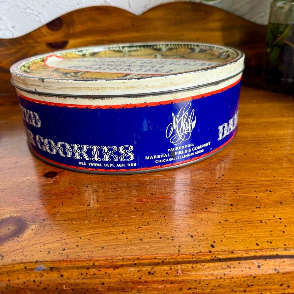 Vintage Butter Cookies Tin Round Biscuit Tin Kitchen Storage Danish Style Retro - Picture 5 of 9